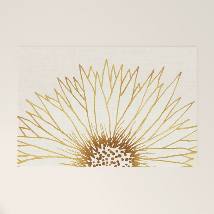 Gold Sunflower Floral Illustration Welcome Mat Gallery Image 1