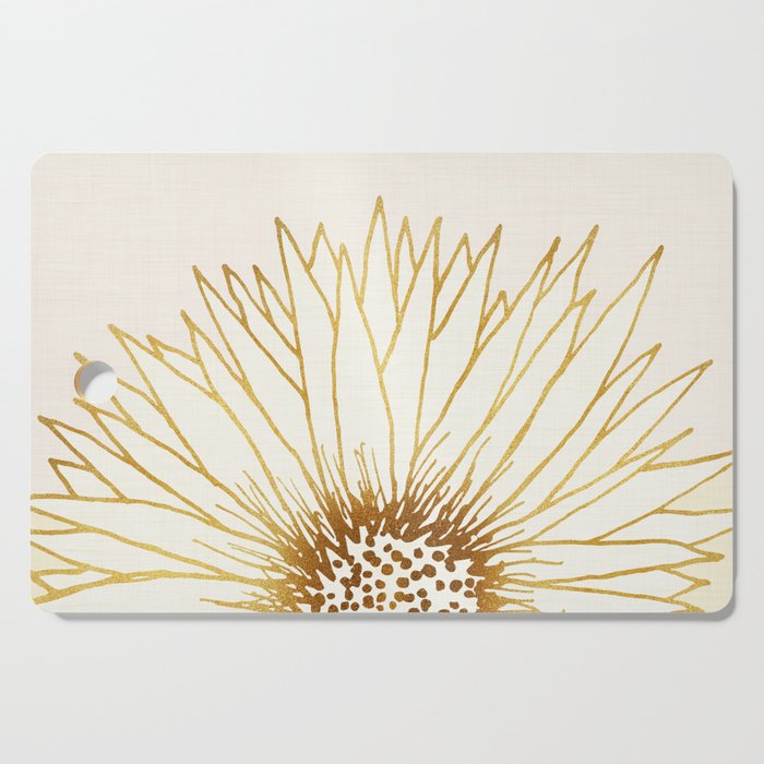 Gold Sunflower Floral Illustration Cutting Board Gallery Image 1