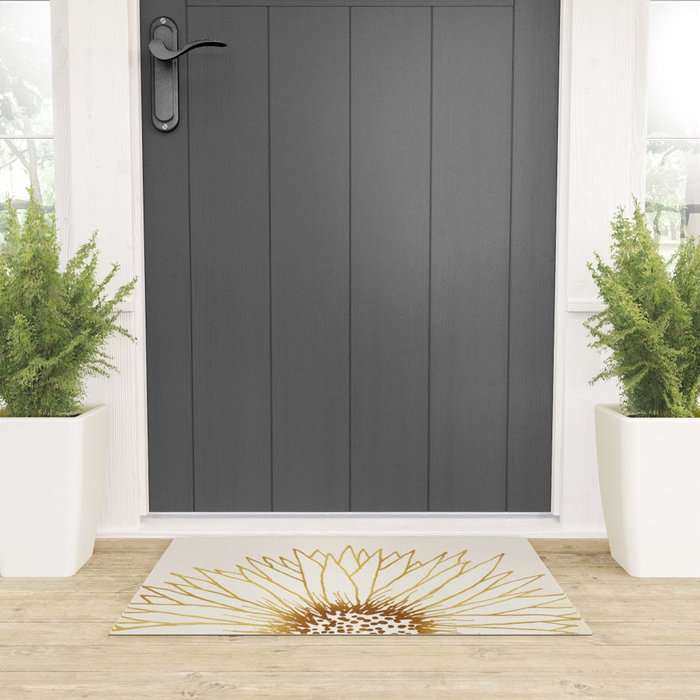 Gold Sunflower Floral Illustration Welcome Mat Gallery Image 3