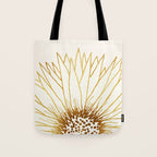 Gold Sunflower Floral Illustration Tote Bag Gallery Image 1