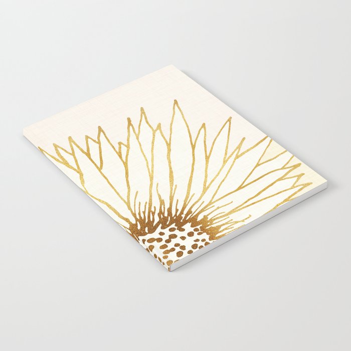 Gold Sunflower Floral Illustration Notebook Gallery Image 1