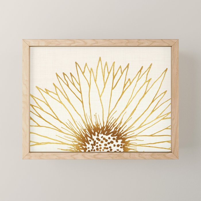 Gold Sunflower Floral Illustration Mini Art Print Gallery Image 1