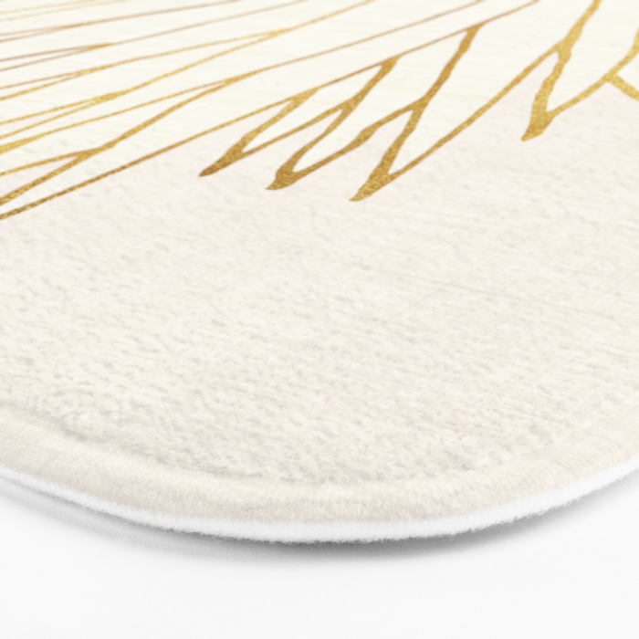 Gold Sunflower Floral Illustration Bath Mat Gallery Image 3