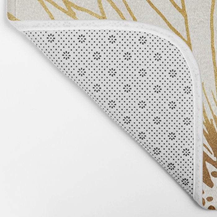 Gold Sunflower Floral Illustration Bath Mat Gallery Image 2