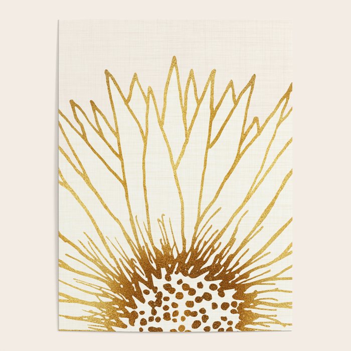 Gold Sunflower Floral Illustration Poster Gallery Image 1