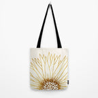 Gold Sunflower Floral Illustration Tote Bag Gallery Image 2