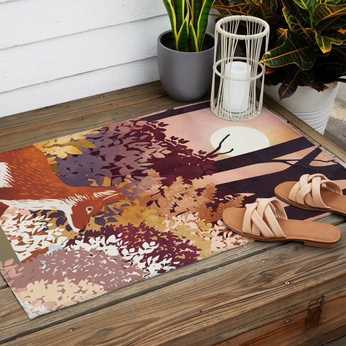 Autumn Fox Forest Outdoor Rug Gallery Image 2
