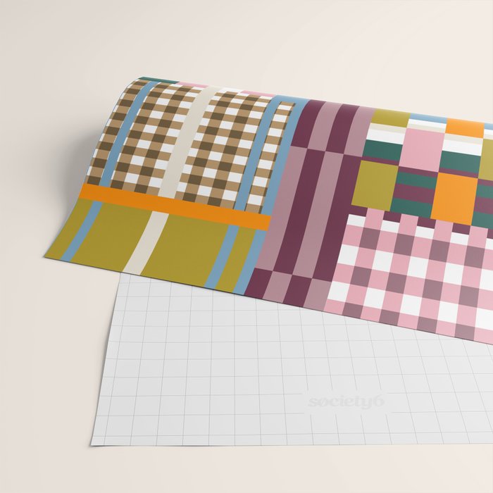 Retro Plaid Patchwork Collage Wrapping Paper Gallery Image 2