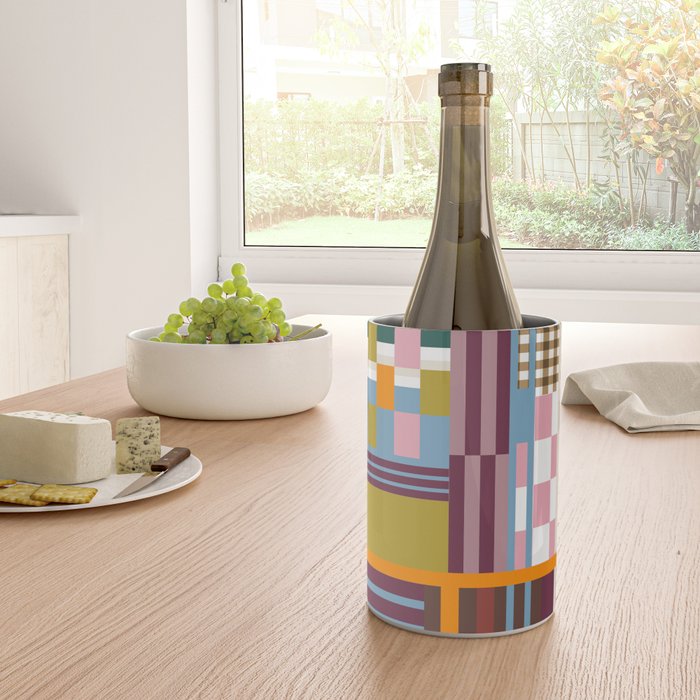 Retro Plaid Patchwork Collage Wine Chiller Gallery Image 4