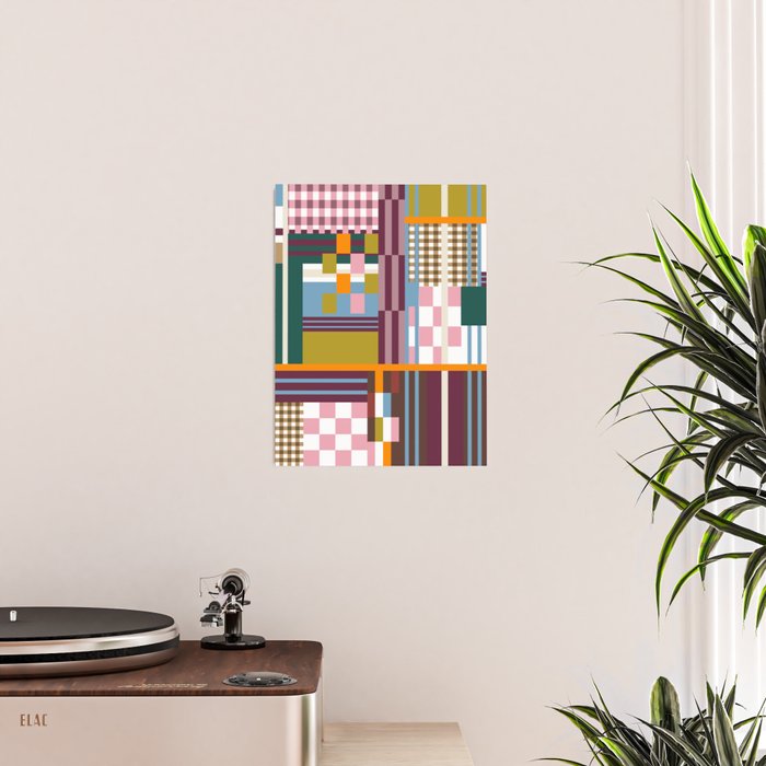 Retro Plaid Patchwork Collage Poster Gallery Image 2