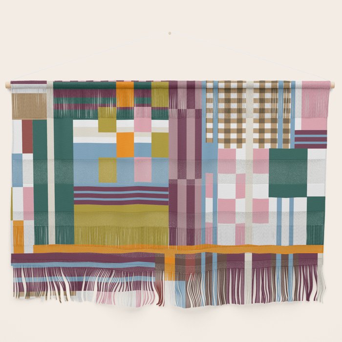 Retro Plaid Patchwork Collage Wall Hanging Gallery Image 1