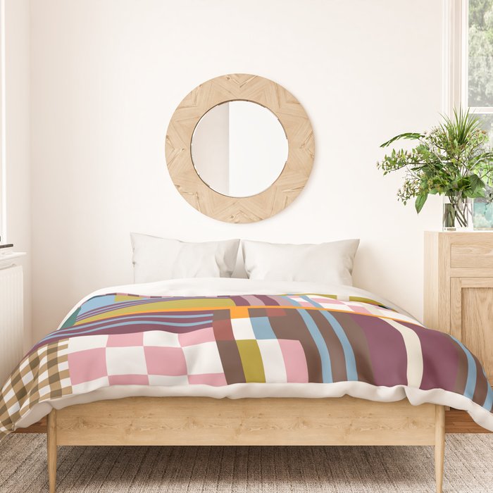 Retro Plaid Patchwork Collage Duvet Cover Gallery Image 3