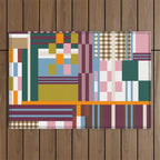 Retro Plaid Patchwork Collage Outdoor Rug Gallery Image 1