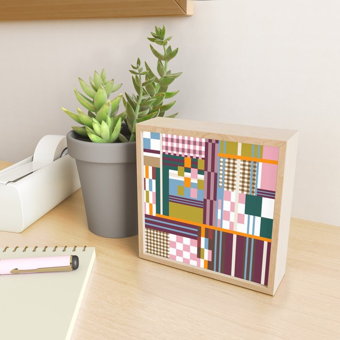 Retro Plaid Patchwork Collage Mini Art Print Gallery Image 2