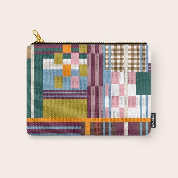 Retro Plaid Patchwork Collage Carry All Pouch Gallery Image 1