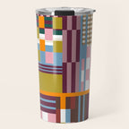 Retro Plaid Patchwork Collage Travel Mug Gallery Image 1