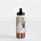 Retro Plaid Patchwork Collage Water Bottle Gallery Image 2