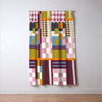 Retro Plaid Patchwork Collage Window Curtain Gallery Image 3