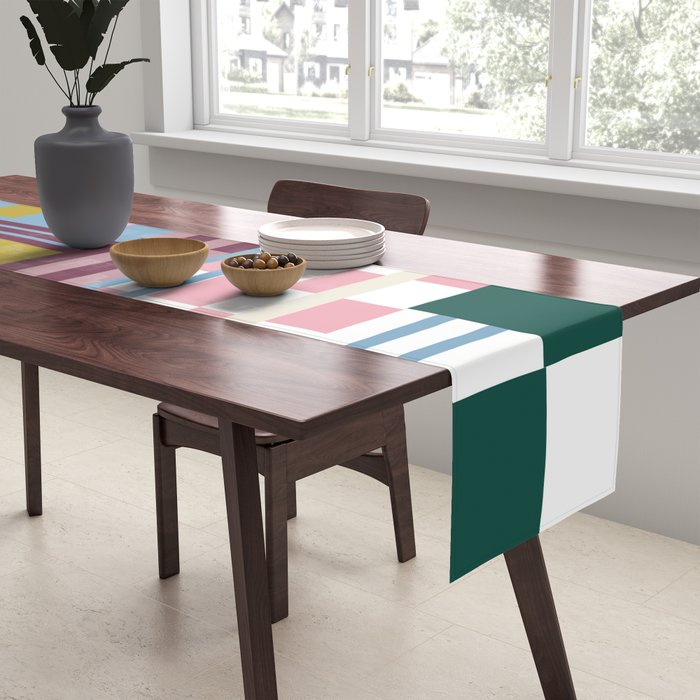 Retro Plaid Patchwork Collage Table Runner Gallery Image 2
