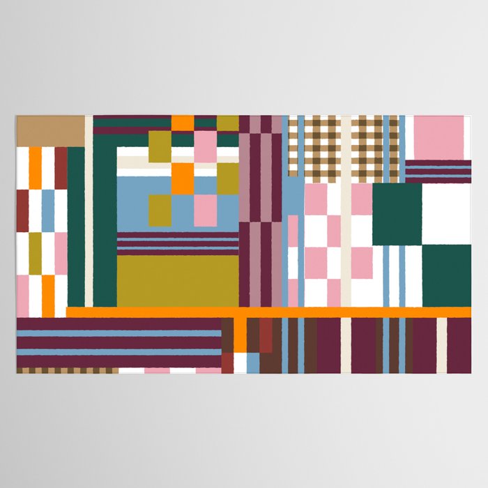 Retro Plaid Patchwork Collage Tablecloth Gallery Image 2