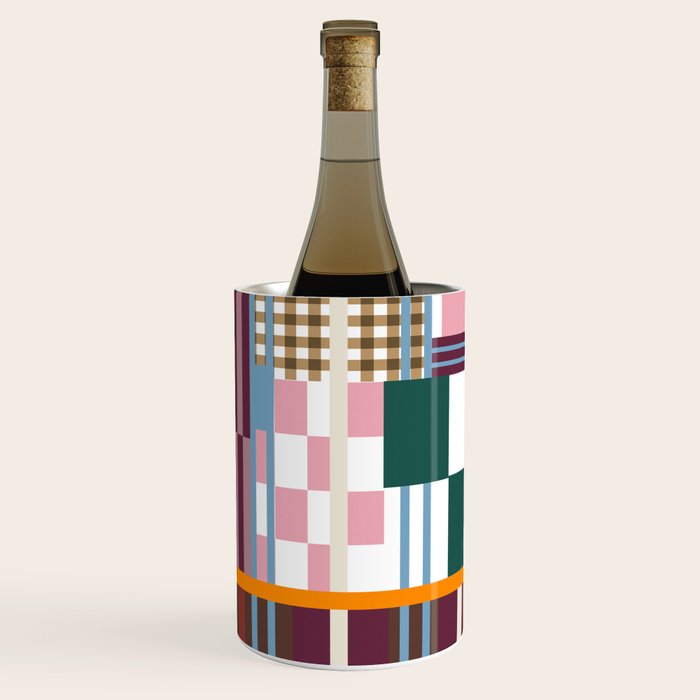Retro Plaid Patchwork Collage Wine Chiller Gallery Image 3