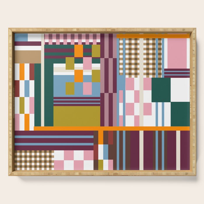 Retro Plaid Patchwork Collage Serving Tray Gallery Image 1