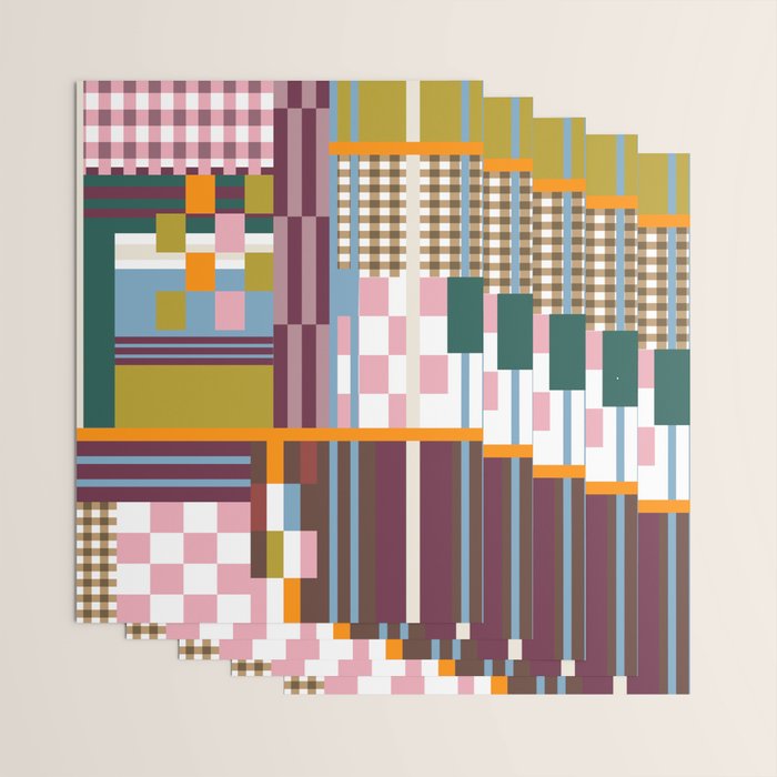 Retro Plaid Patchwork Collage Wrapping Paper Gallery Image 3