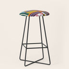 Retro Plaid Patchwork Collage Stool Gallery Image 1