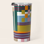 Retro Plaid Patchwork Collage Travel Mug Gallery Image 3