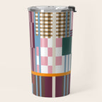 Retro Plaid Patchwork Collage Travel Mug Gallery Image 2
