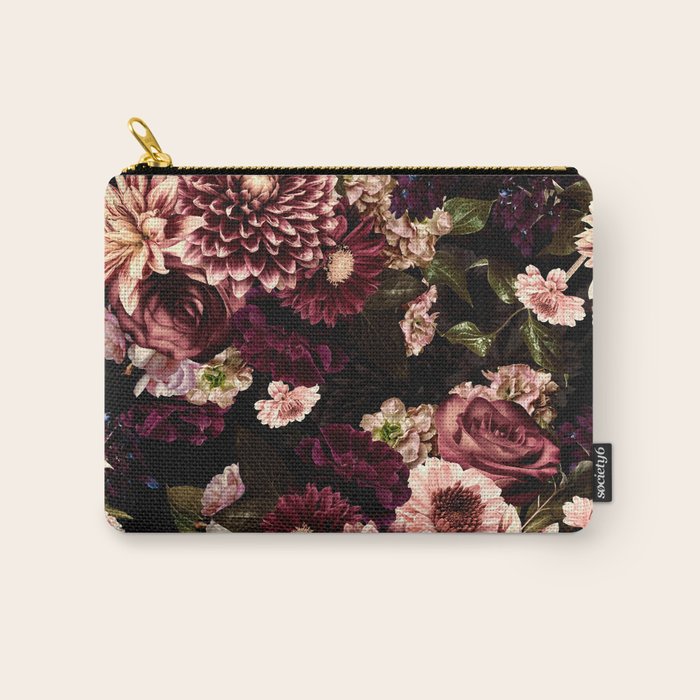 Vintage & Shabby Chic- Real Chrysanthemums Lush Midnight Flowers Botanical Garden Carry All Pouch Gallery Image 1
