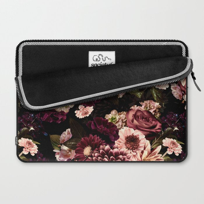 Vintage & Shabby Chic- Real Chrysanthemums Lush Midnight Flowers Botanical Garden Laptop Sleeve Gallery Image 2