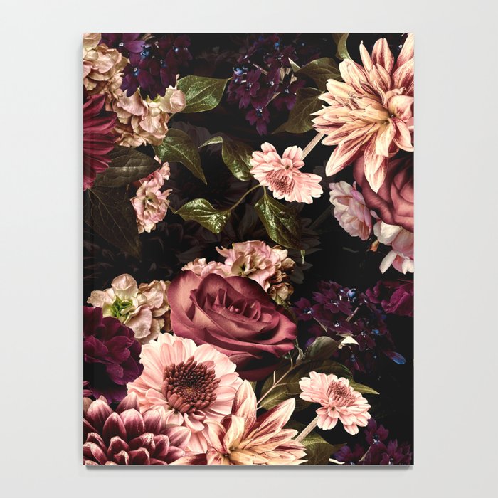 Vintage & Shabby Chic- Real Chrysanthemums Lush Midnight Flowers Botanical Garden Notebook Gallery Image 4