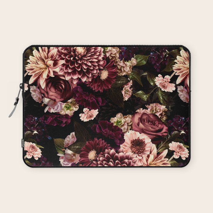 Vintage & Shabby Chic- Real Chrysanthemums Lush Midnight Flowers Botanical Garden Laptop Sleeve Gallery Image 1