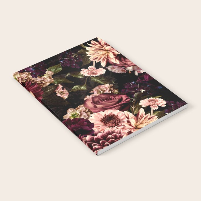 Vintage & Shabby Chic- Real Chrysanthemums Lush Midnight Flowers Botanical Garden Notebook Gallery Image 2