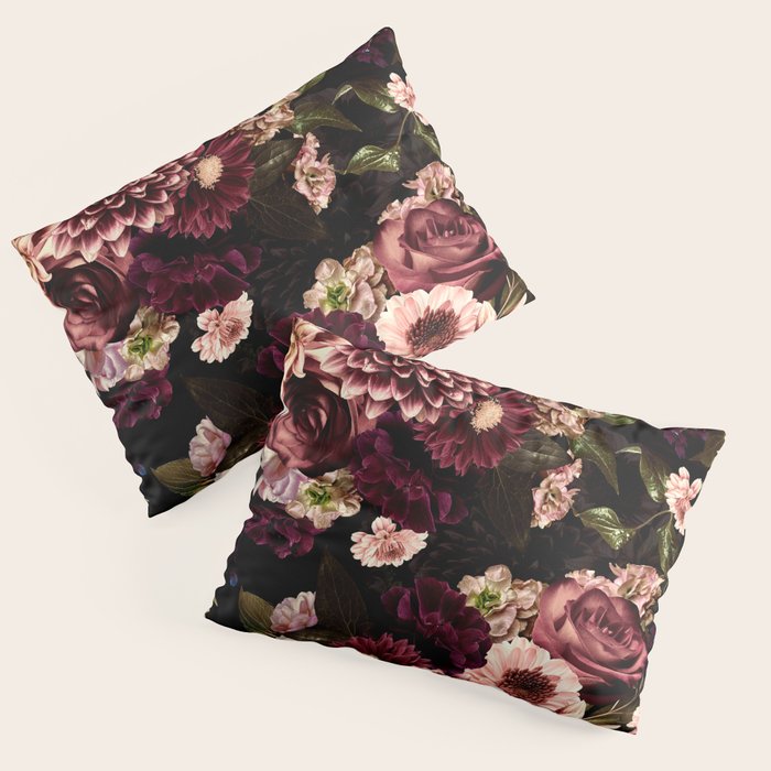 Vintage & Shabby Chic- Real Chrysanthemums Lush Midnight Flowers Botanical Garden Pillow Sham Gallery Image 3