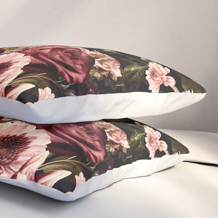 Vintage & Shabby Chic- Real Chrysanthemums Lush Midnight Flowers Botanical Garden Pillow Sham Gallery Image 3