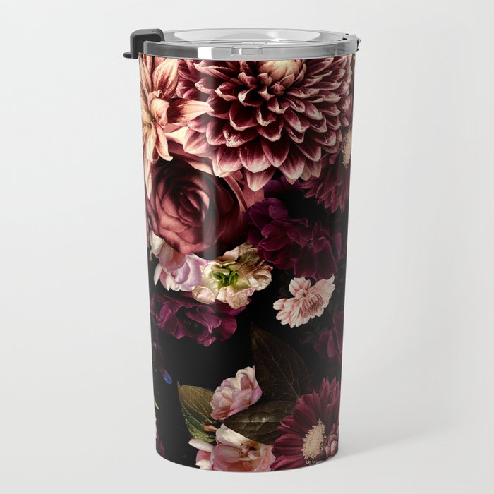 Vintage & Shabby Chic- Real Chrysanthemums Lush Midnight Flowers Botanical Garden Travel Mug Gallery Image 3
