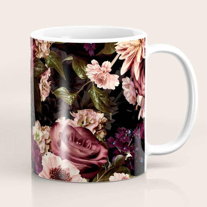Vintage & Shabby Chic- Real Chrysanthemums Lush Midnight Flowers Botanical Garden Coffee Mug Gallery Image 1