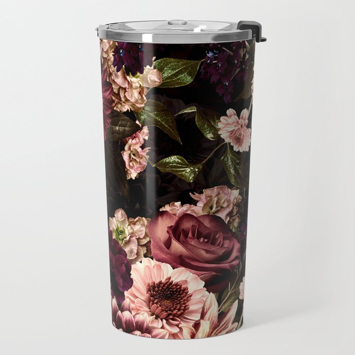 Vintage & Shabby Chic- Real Chrysanthemums Lush Midnight Flowers Botanical Garden Travel Mug Gallery Image 2