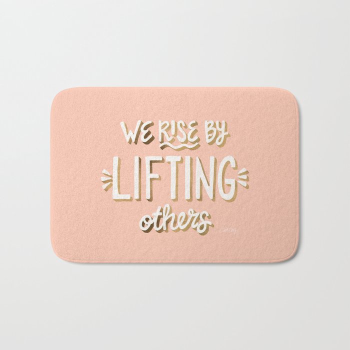 We Rise By Lifting Others - Blush & Gold Bath Mat Gallery Image 1