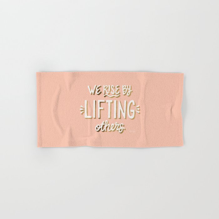 We Rise By Lifting Others - Blush & Gold Bath Towel Gallery Image 1