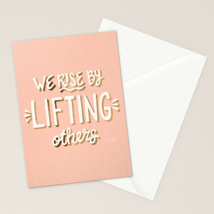 We Rise By Lifting Others - Blush & Gold Stationery Card Gallery Image 2