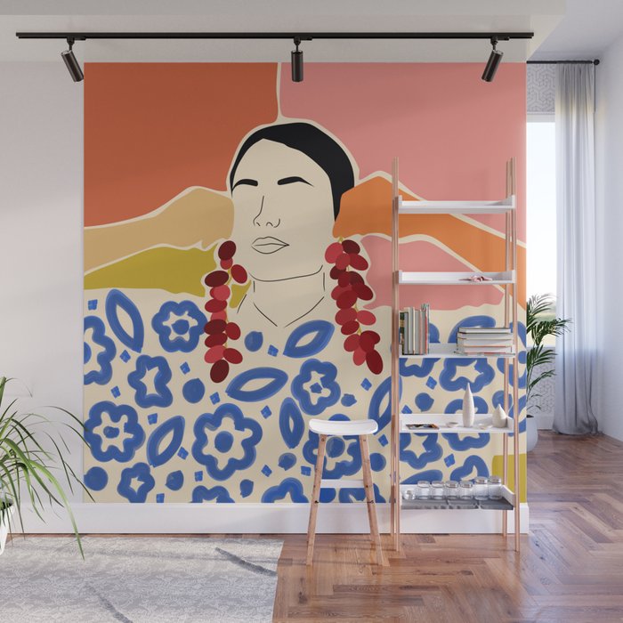 Trends, Bohemian Abstract Matisse Woman, Fashion Grapes Eclectic Illustration, Colorful Boho Contemporary Modern  Wall Mural Gallery Image 1