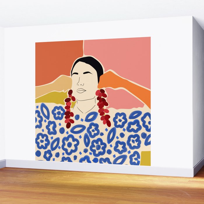 Trends, Bohemian Abstract Matisse Woman, Fashion Grapes Eclectic Illustration, Colorful Boho Contemporary Modern  Wall Mural Gallery Image 2