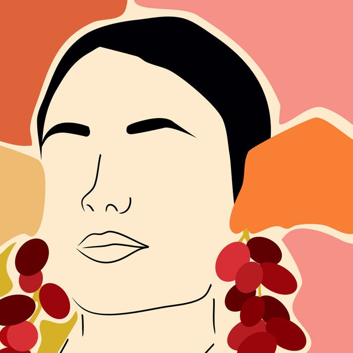 Trends, Bohemian Abstract Matisse Woman, Fashion Grapes Eclectic Illustration, Colorful Boho Contemporary Modern  Coffee Mug Gallery Image 2
