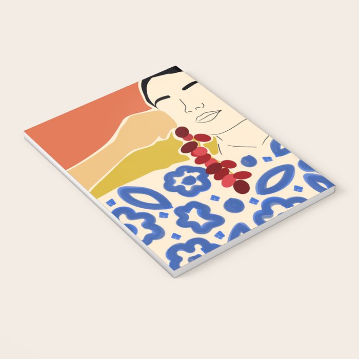 Trends, Bohemian Abstract Matisse Woman, Fashion Grapes Eclectic Illustration, Colorful Boho Contemporary Modern  Notebook Gallery Image 3