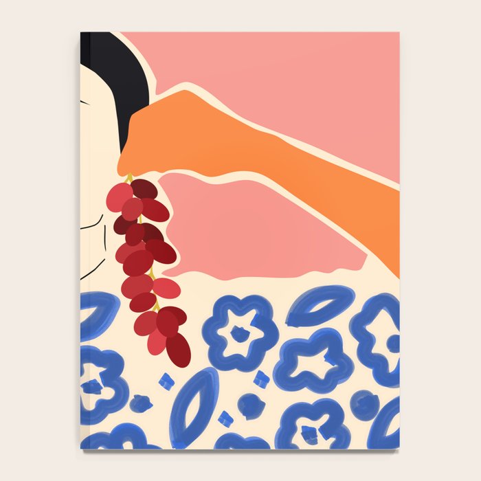Trends, Bohemian Abstract Matisse Woman, Fashion Grapes Eclectic Illustration, Colorful Boho Contemporary Modern  Notebook Gallery Image 4