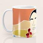 Trends, Bohemian Abstract Matisse Woman, Fashion Grapes Eclectic Illustration, Colorful Boho Contemporary Modern  Coffee Mug Gallery Image 3