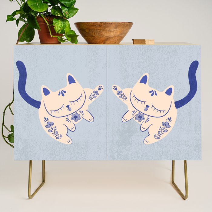 Purrcelin Cat Butt - Delft Porcelain Kitty Credenza Gallery Image 1